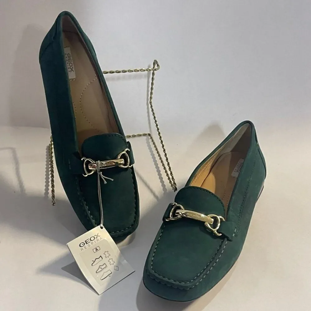 GEOX Respira Women's 6.5 Green Italian Driving Loafer - New